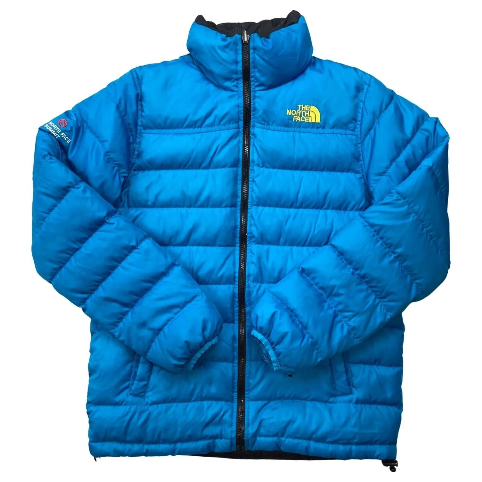 2000's Baby Blue and Black Reversible North Face Puffer Jacket Small