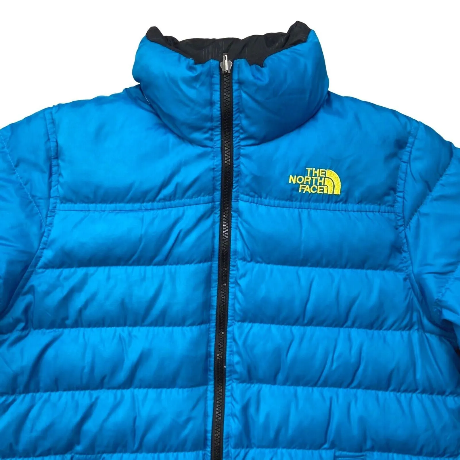 2000's Baby Blue and Black Reversible North Face Puffer Jacket Small