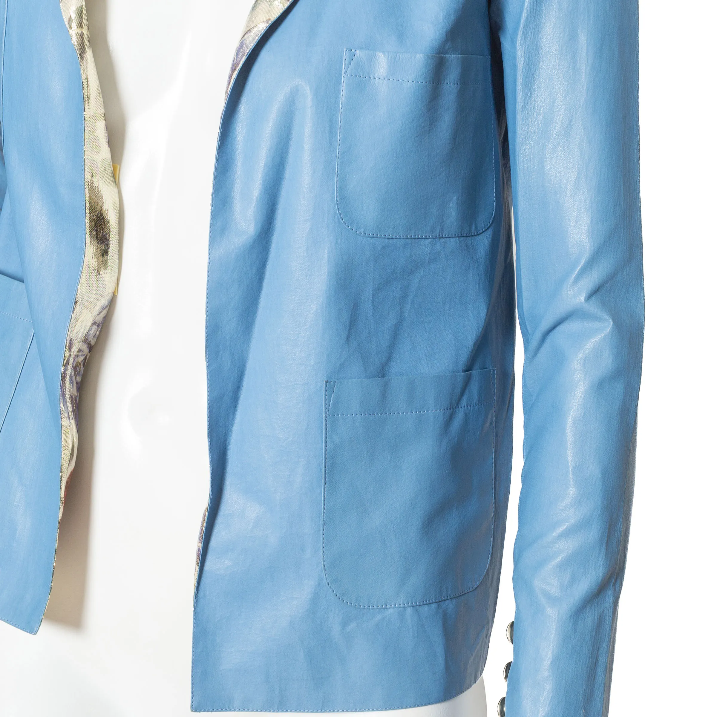 2015 Blue Lambskin and Floral Lurex Jacket