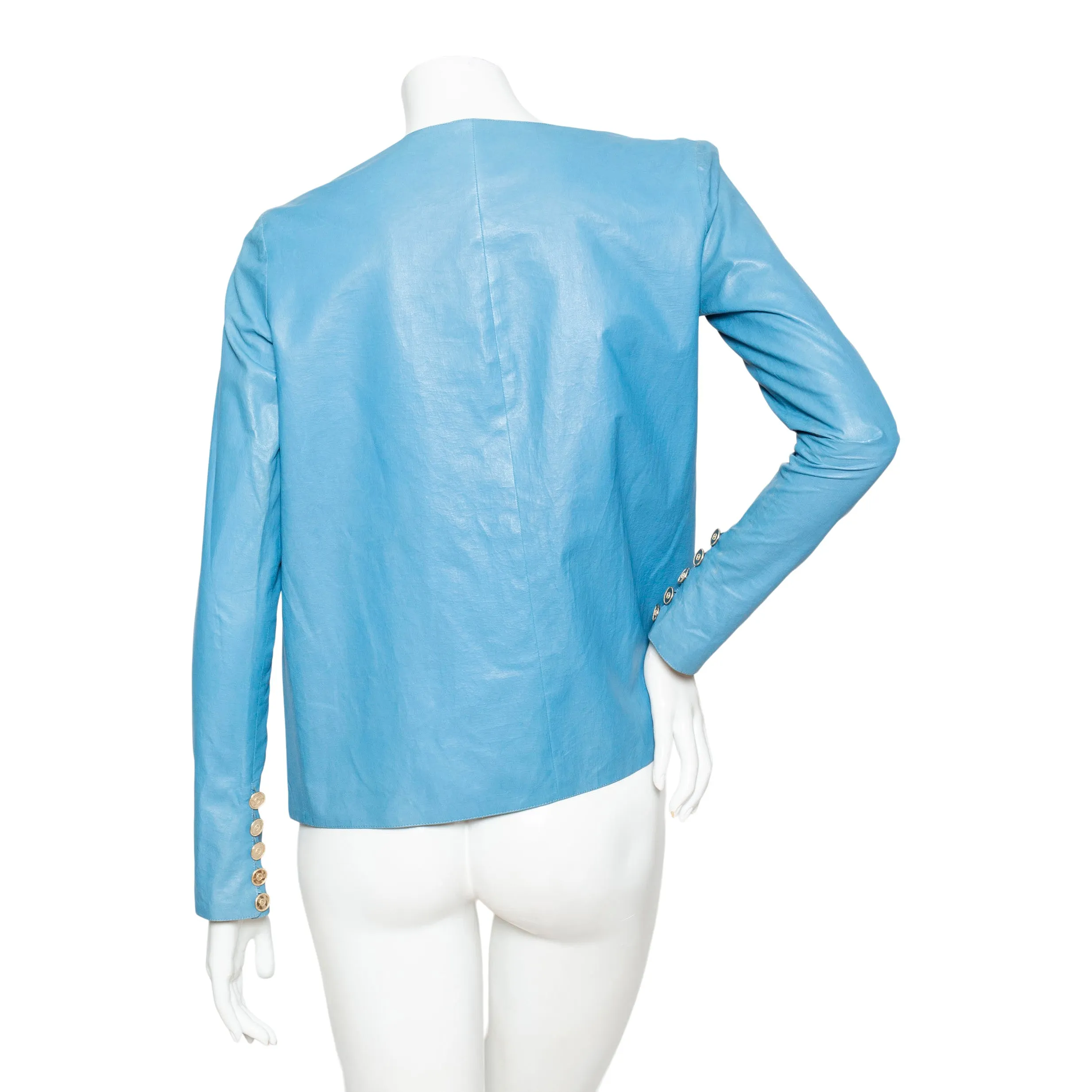 2015 Blue Lambskin and Floral Lurex Jacket