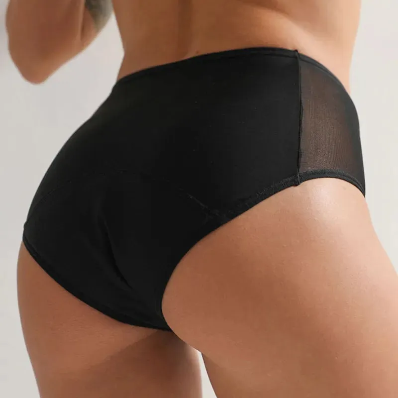 3PCS Women Washable Incontinence Underwear Hollow Out Leakproof High Waist Brief