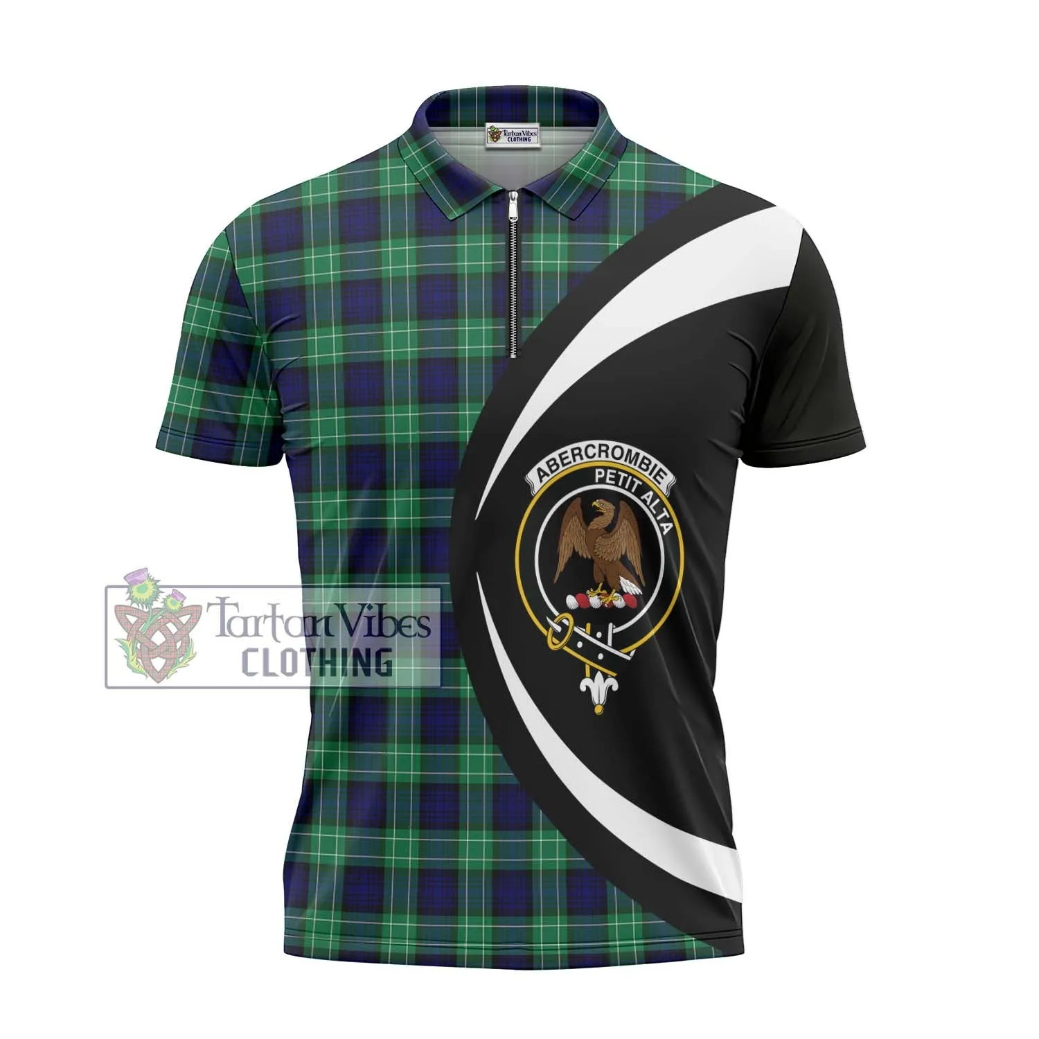 Abercrombie Tartan Zipper Polo Shirt with Family Crest Circle Style