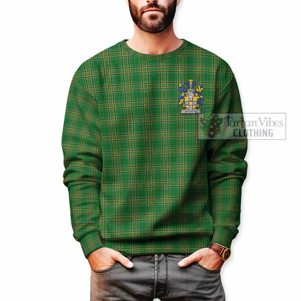 Accotts Irish Clan Tartan Sweatshirt with Coat of Arms