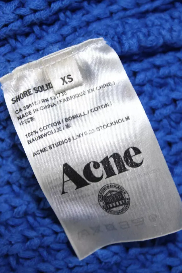 ACNE Studios Sweden. Blue Cotton 3/4 Sleeve Chunky Knit Sweater Dress/Tunic