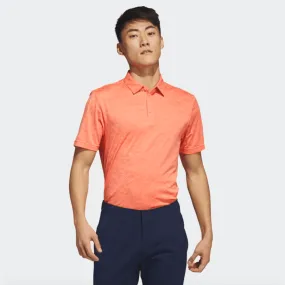 Adidas Textured Jacquard Golf Polo Shirt - Orange