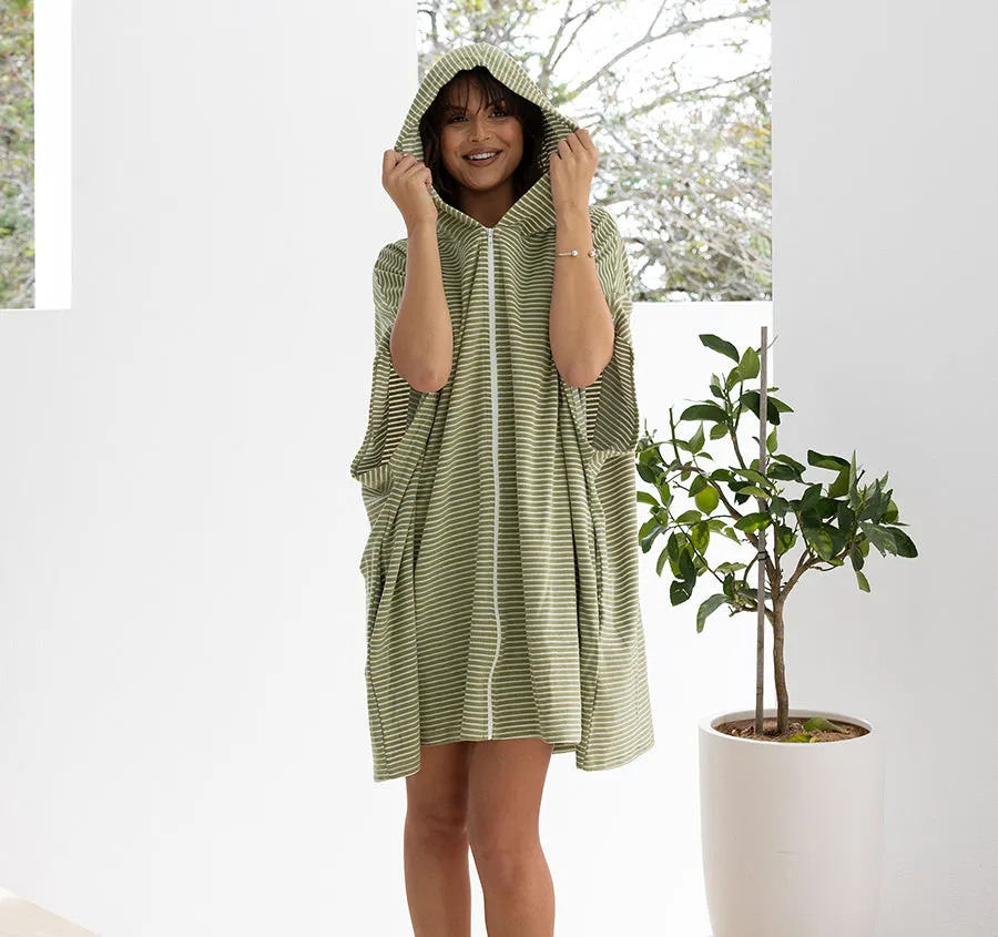 Adult Zip Front Poncho Olive