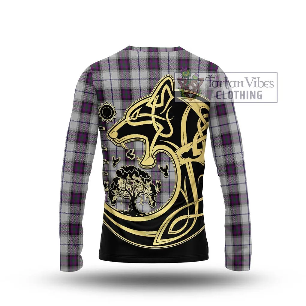 Alexander of Menstry Dress Tartan Long Sleeve T-Shirt with Family Crest Celtic Wolf Style