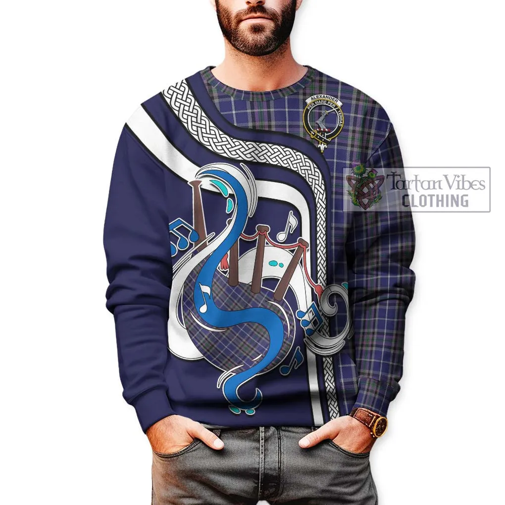 Alexander of Menstry Tartan Sweatshirt with Epic Bagpipe Style