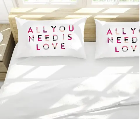 All You Need is Love Heart Pillowcase Set (Two 20x30 Standard Pillow Case) I Miss You Gifts for Her