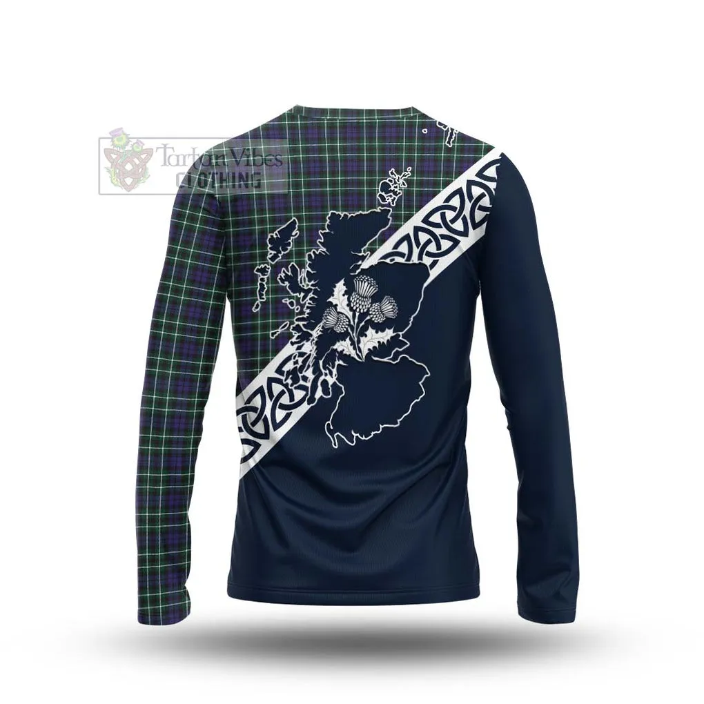 Allardice Tartan Long Sleeve T-Shirt Featuring Thistle and Scotland Map