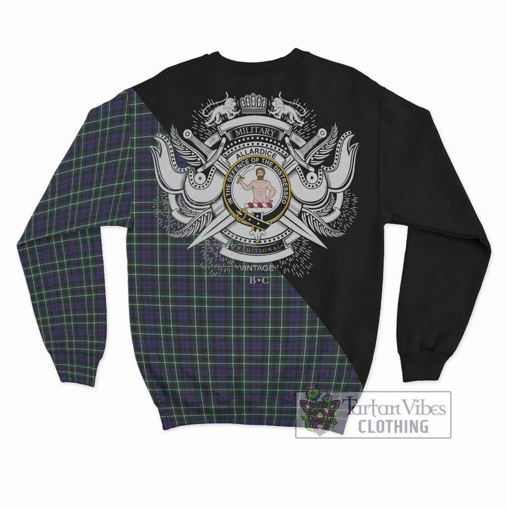 Allardice Tartan Sweatshirt with Family Crest and Military Logo Style