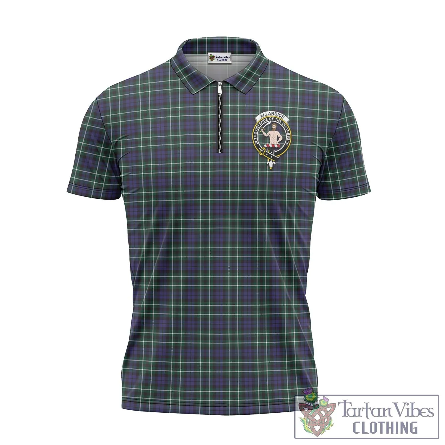 Allardice Tartan Zipper Polo Shirt with Family Crest