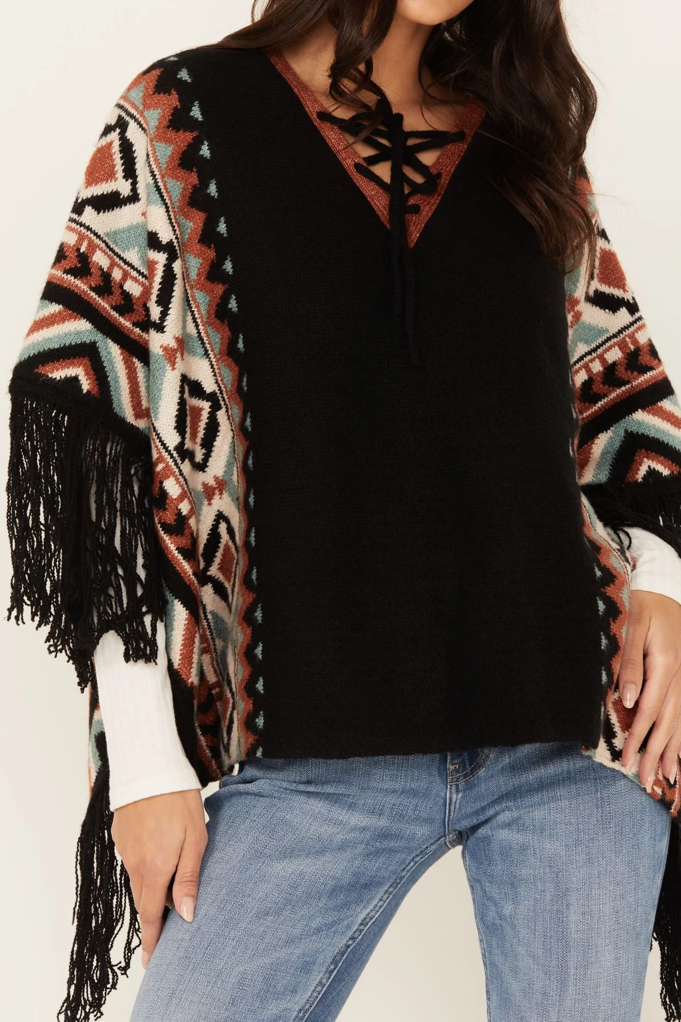 Alma Southwestern Poncho Sweater