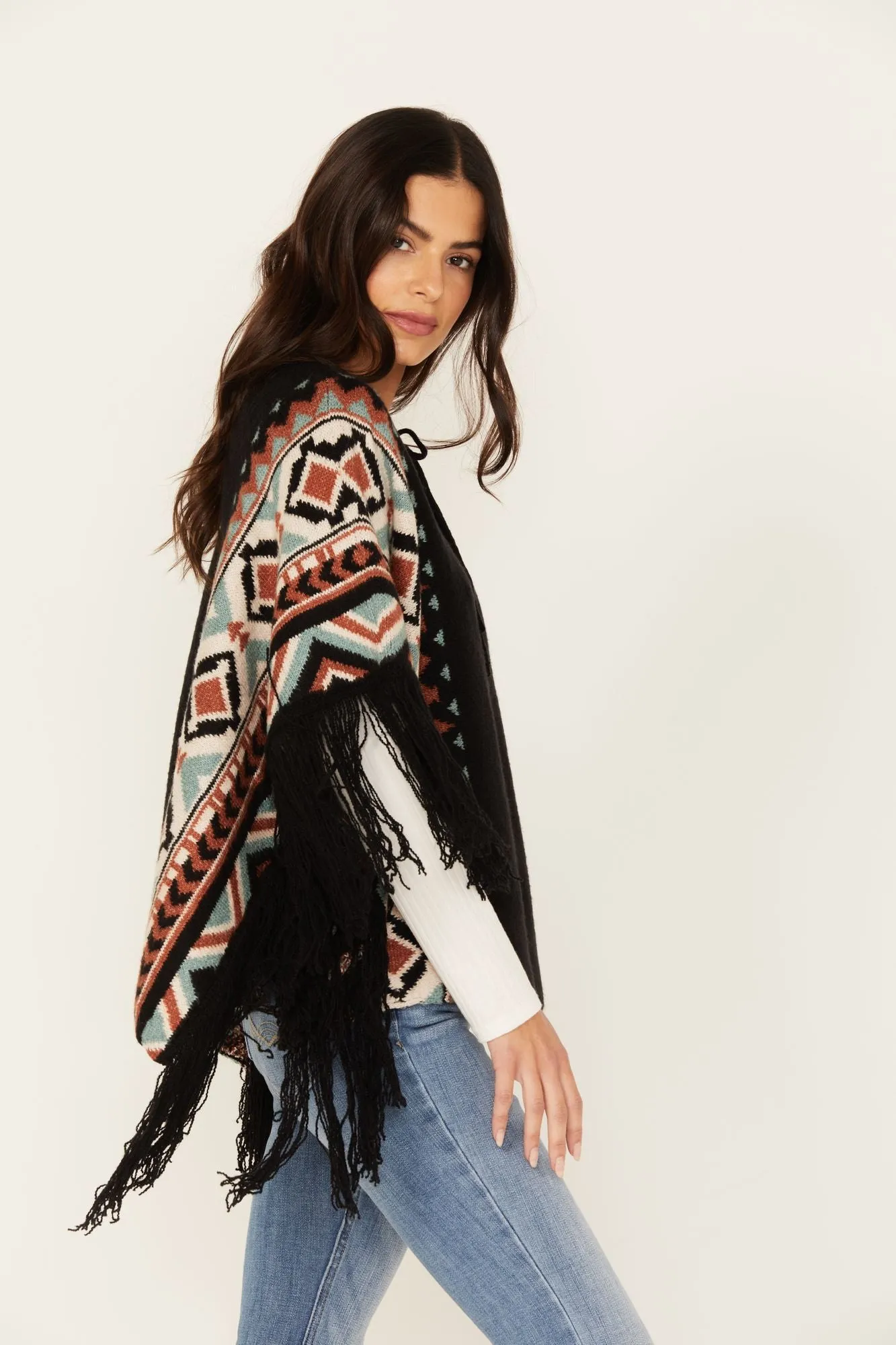 Alma Southwestern Poncho Sweater