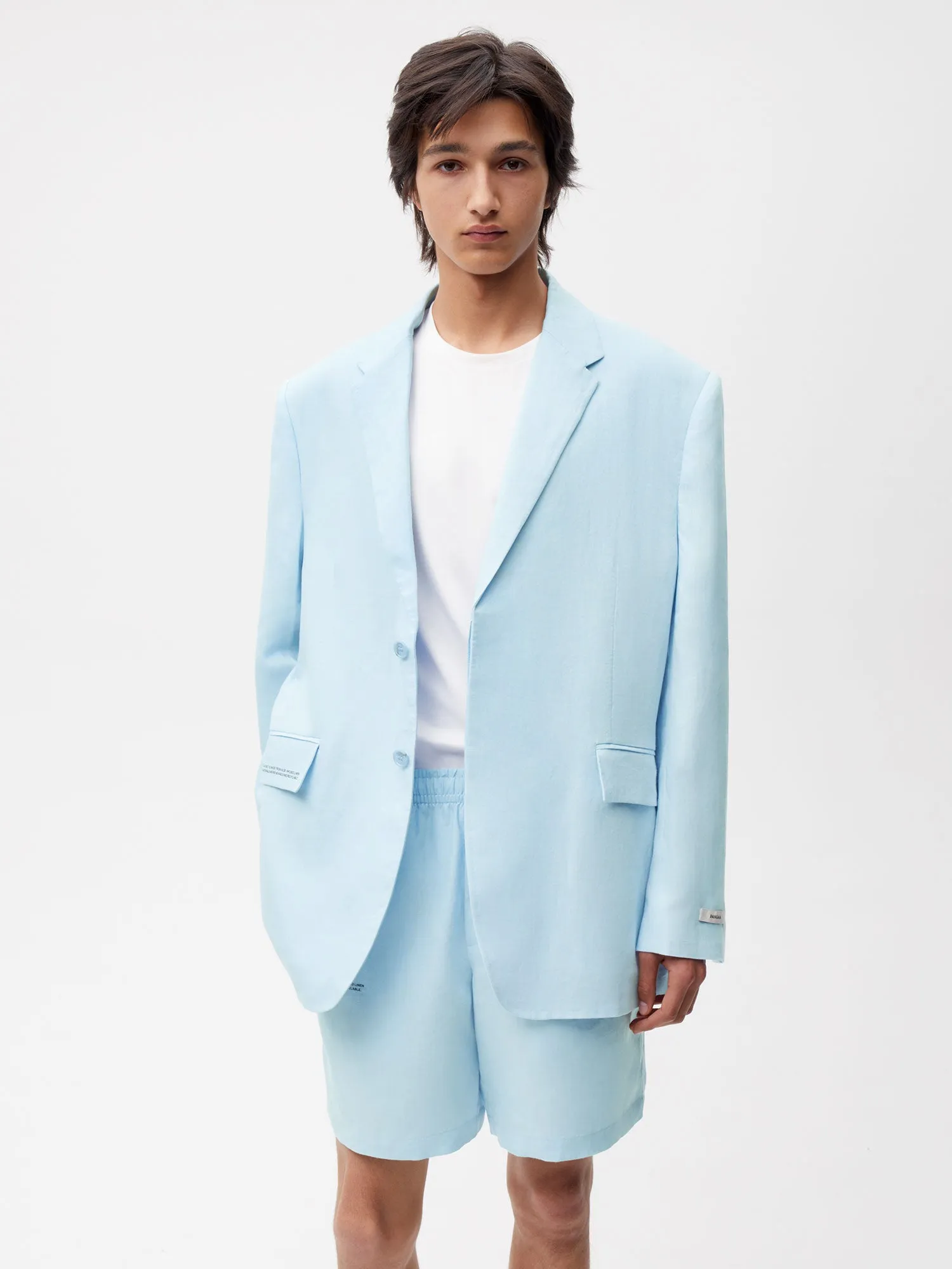 Aloe Linen Tailored Blazer—baby blue