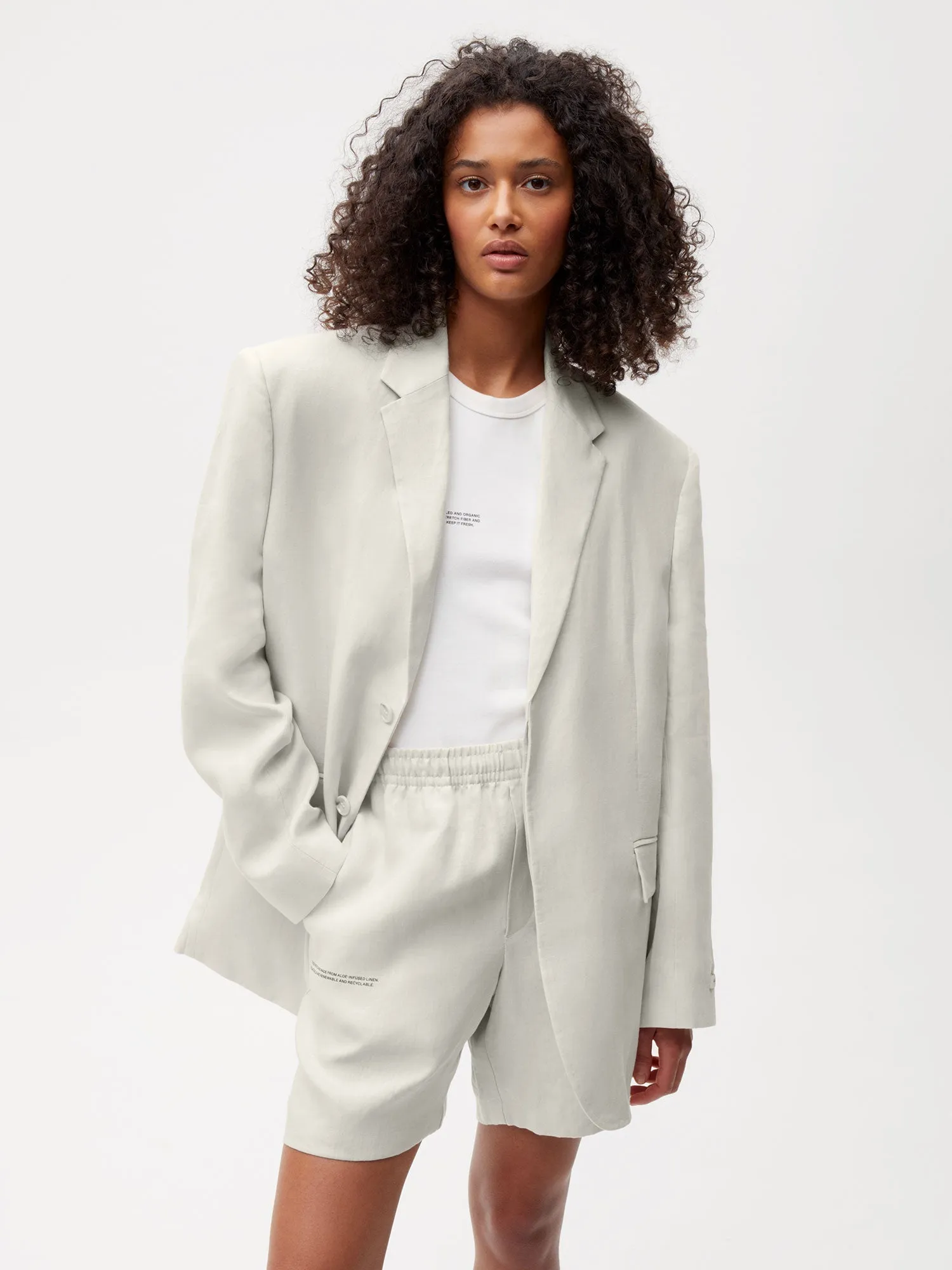 Aloe Linen Tailored Blazer—limestone