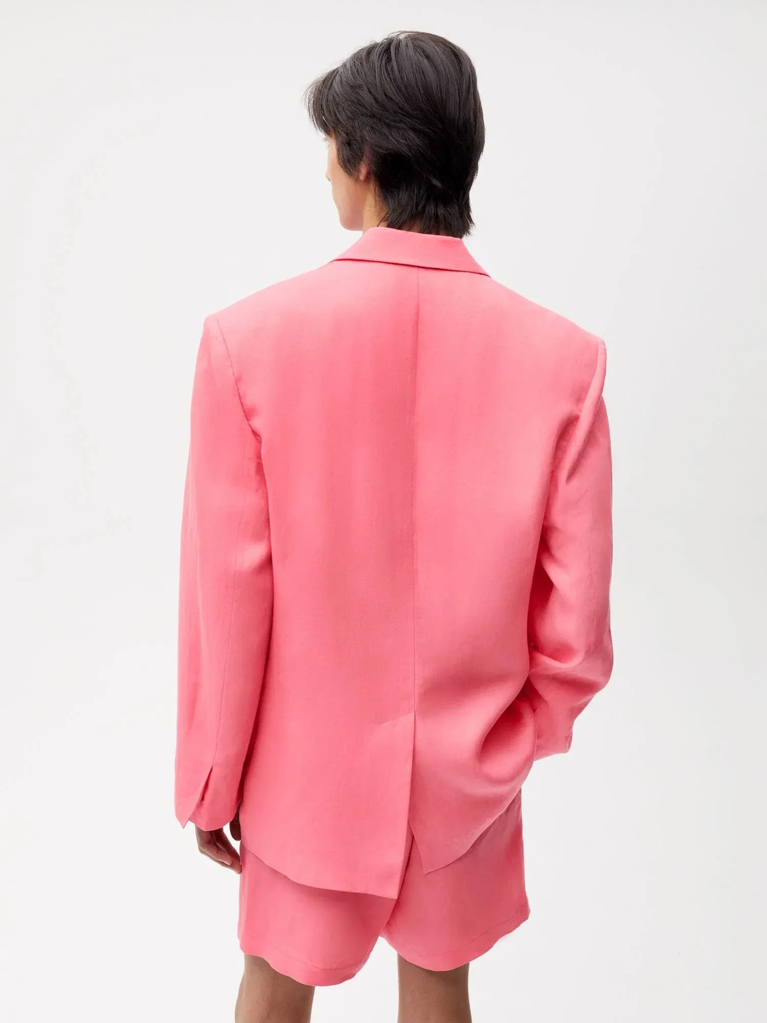 Aloe Linen Tailored Blazer—lotus pink