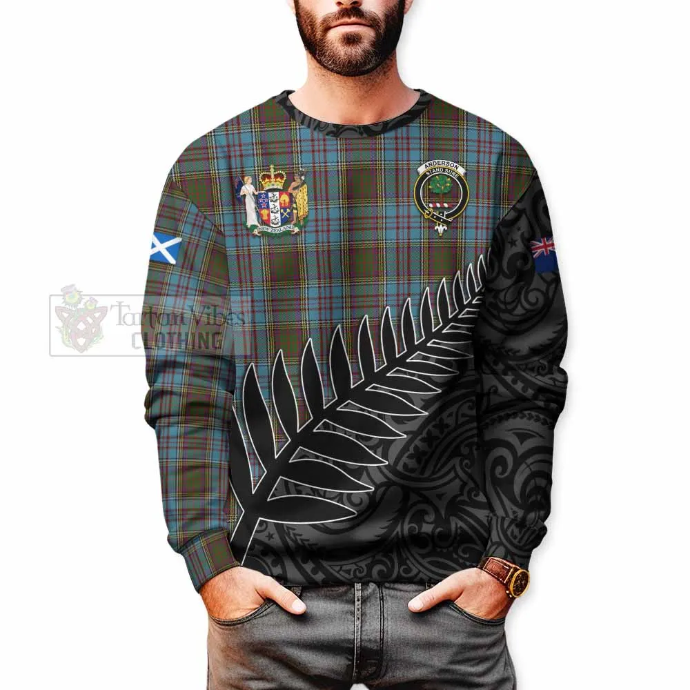 Anderson Crest Tartan Sweatshirt with New Zealand Silver Fern Half Style