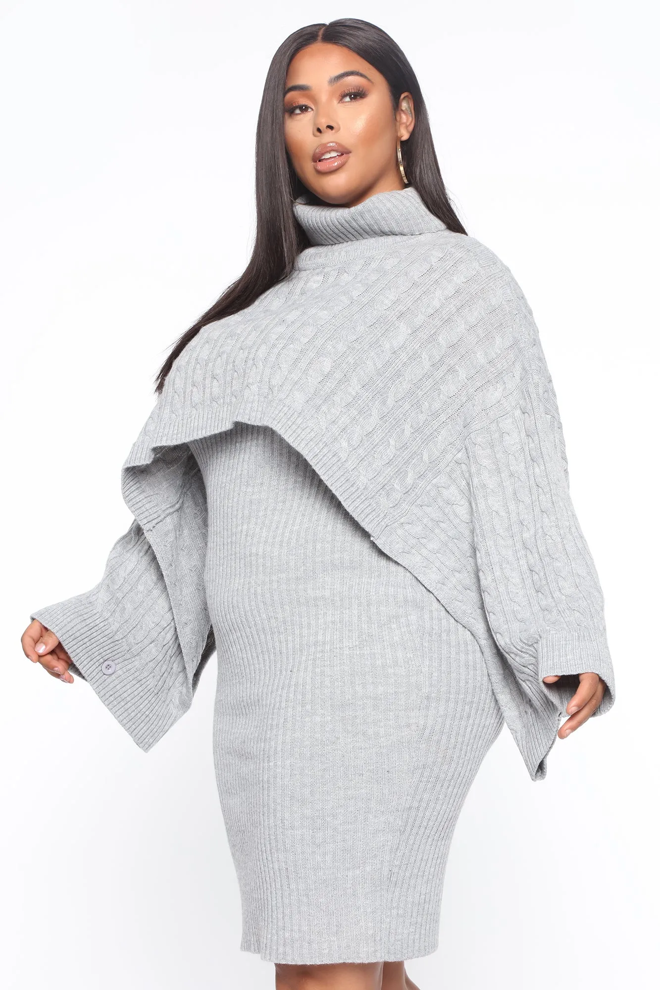 Another Day Midi Sweater Dress - Heather Grey