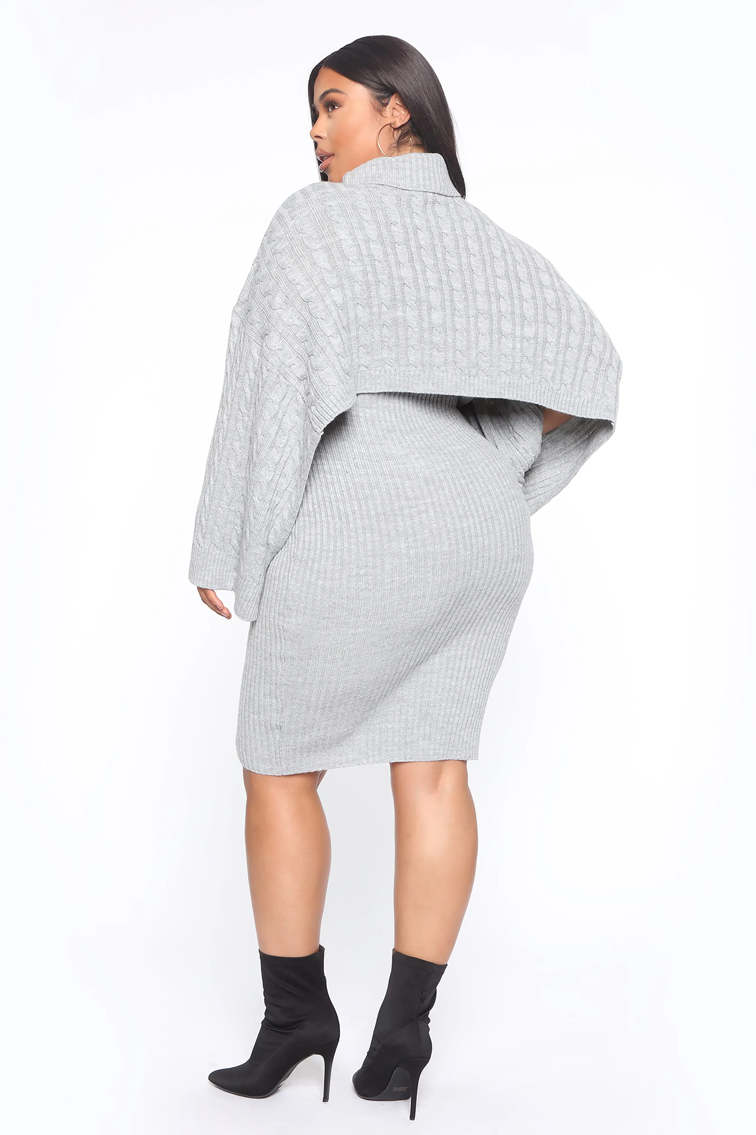 Another Day Midi Sweater Dress - Heather Grey