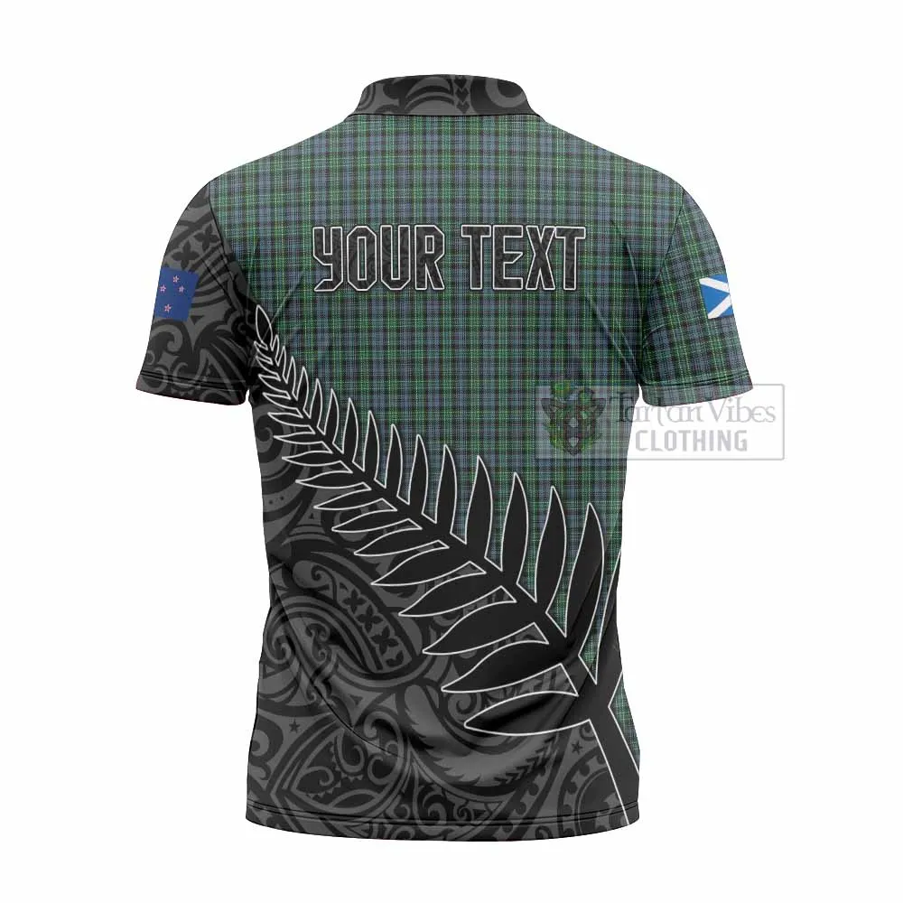 Arbuthnot Crest Tartan Zipper Polo Shirt with New Zealand Silver Fern Half Style