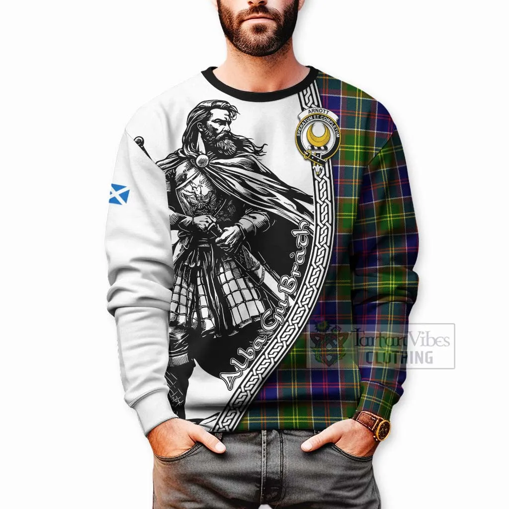 Arnott Tartan Clan Crest Sweatshirt with Highlander Warrior Celtic Style