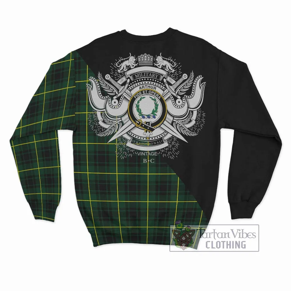 Arthur Modern Tartan Sweatshirt with Family Crest and Military Logo Style