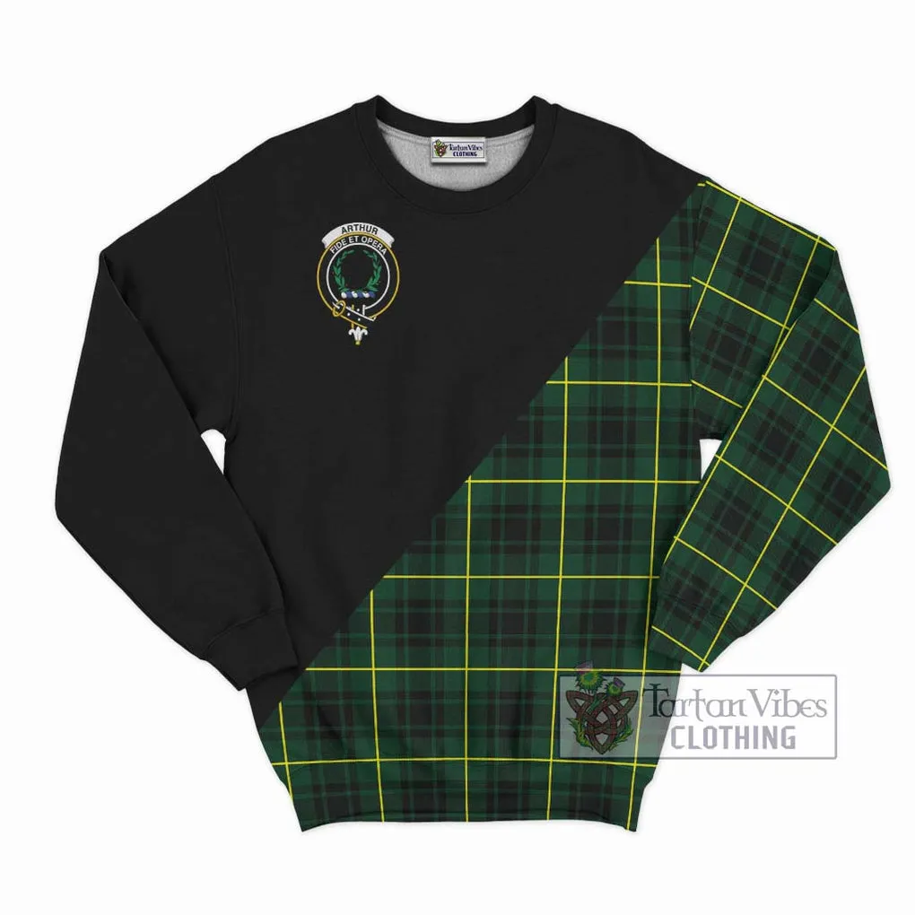 Arthur Modern Tartan Sweatshirt with Family Crest and Military Logo Style