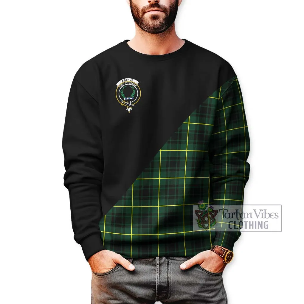 Arthur Modern Tartan Sweatshirt with Family Crest and Military Logo Style