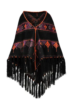 Aspen Poncho - Brick & Purple