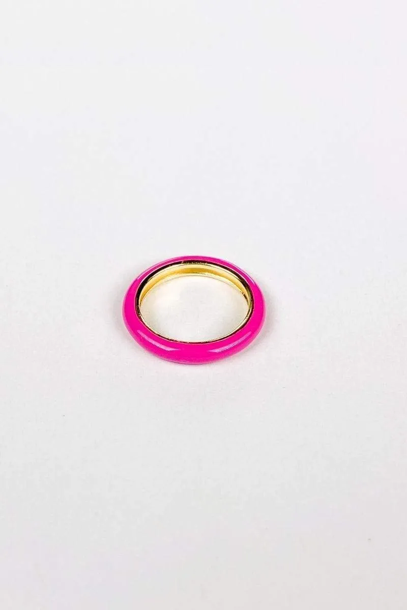 Axel Pink Enamel Ring 14k Gold/ 925 Sterling Silver