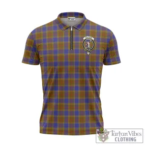 Balfour Tartan Zipper Polo Shirt with Family Crest