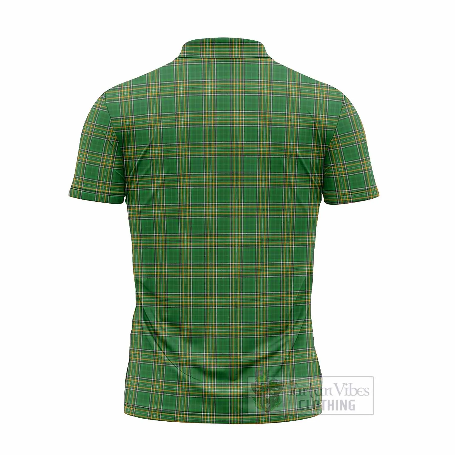 Barran Irish Clan Tartan Zipper Polo Shirt with Coat of Arms