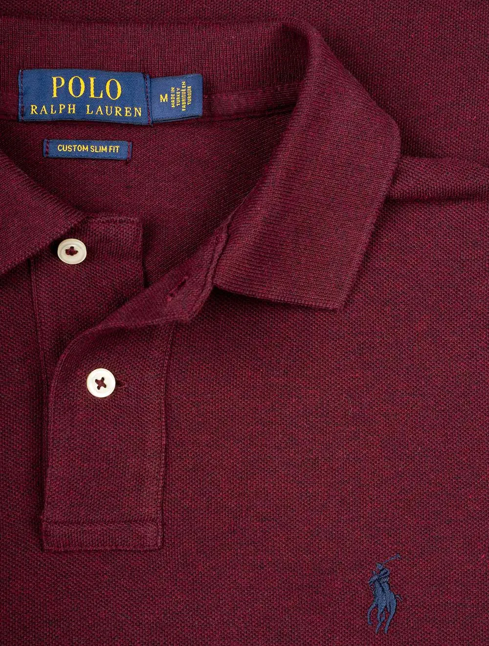 Basic Mesh Long Sleeve Polo Dark Red