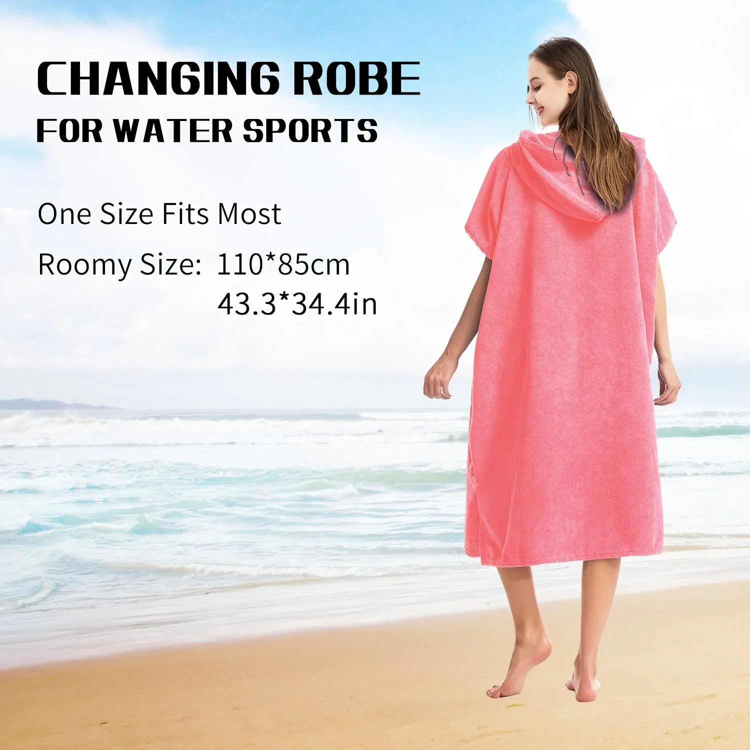 Beach Poncho:  Quick Dry Hooded Towel Robe