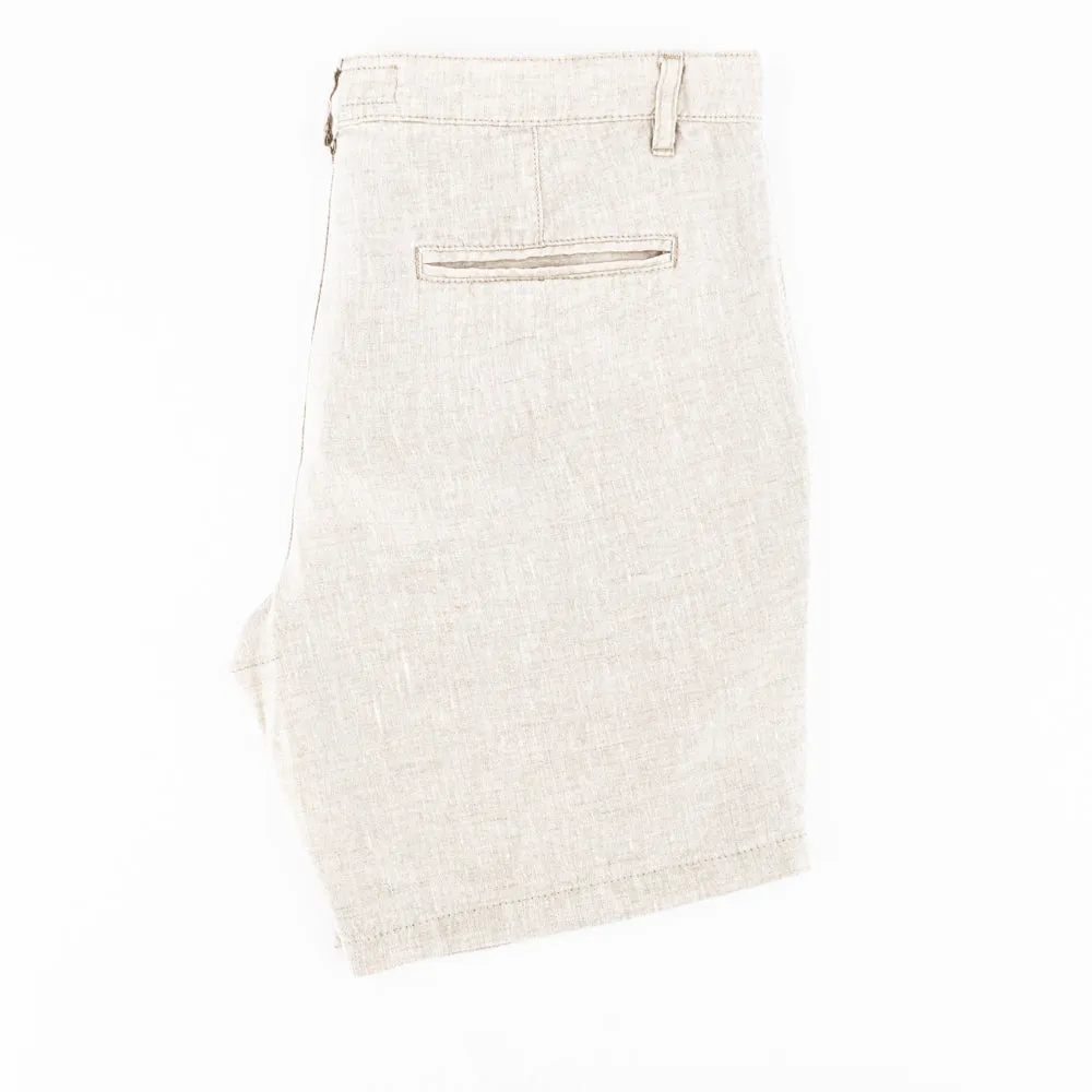 Beige Linen Slim Fit Shorts