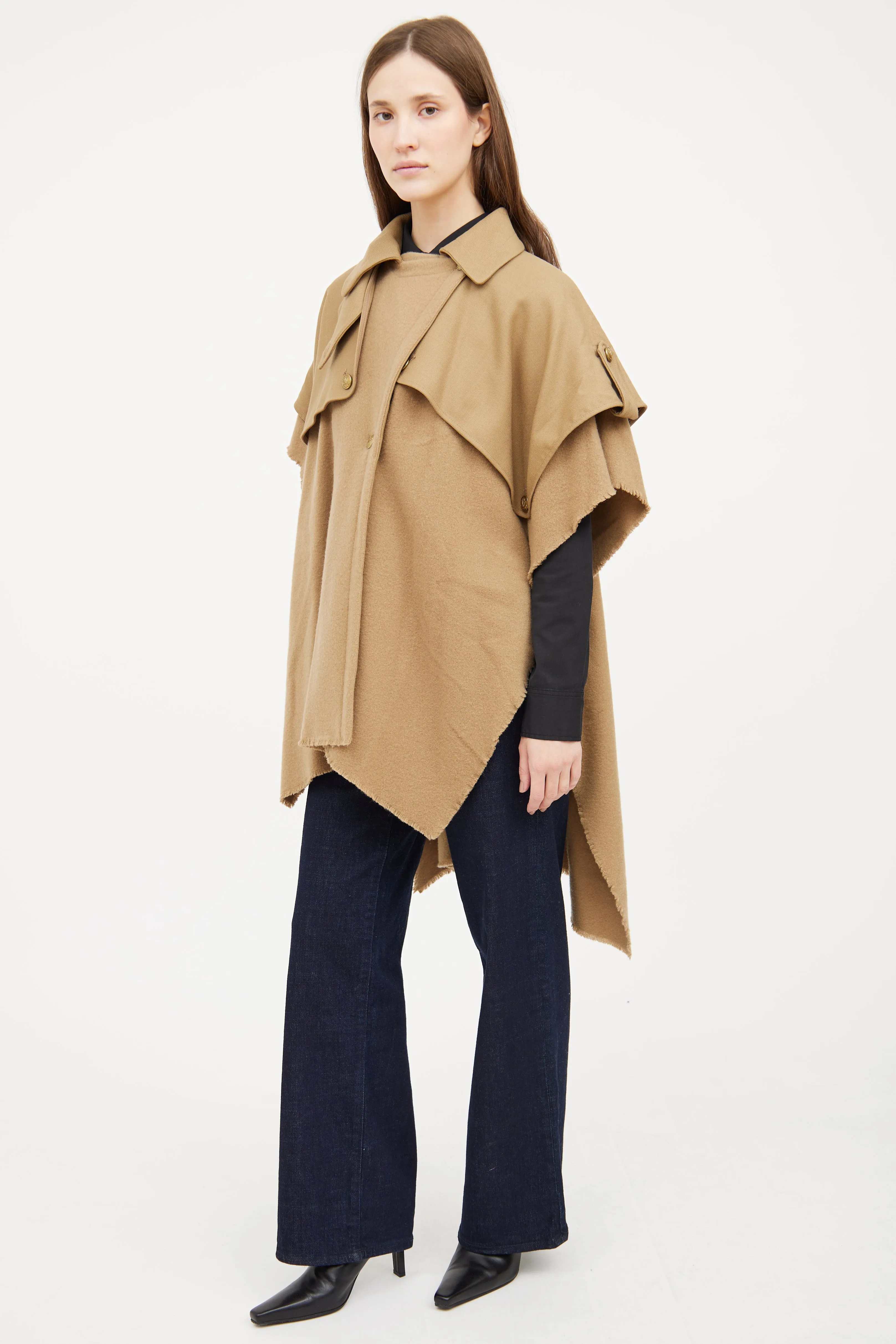 Beige Wool Trench Poncho