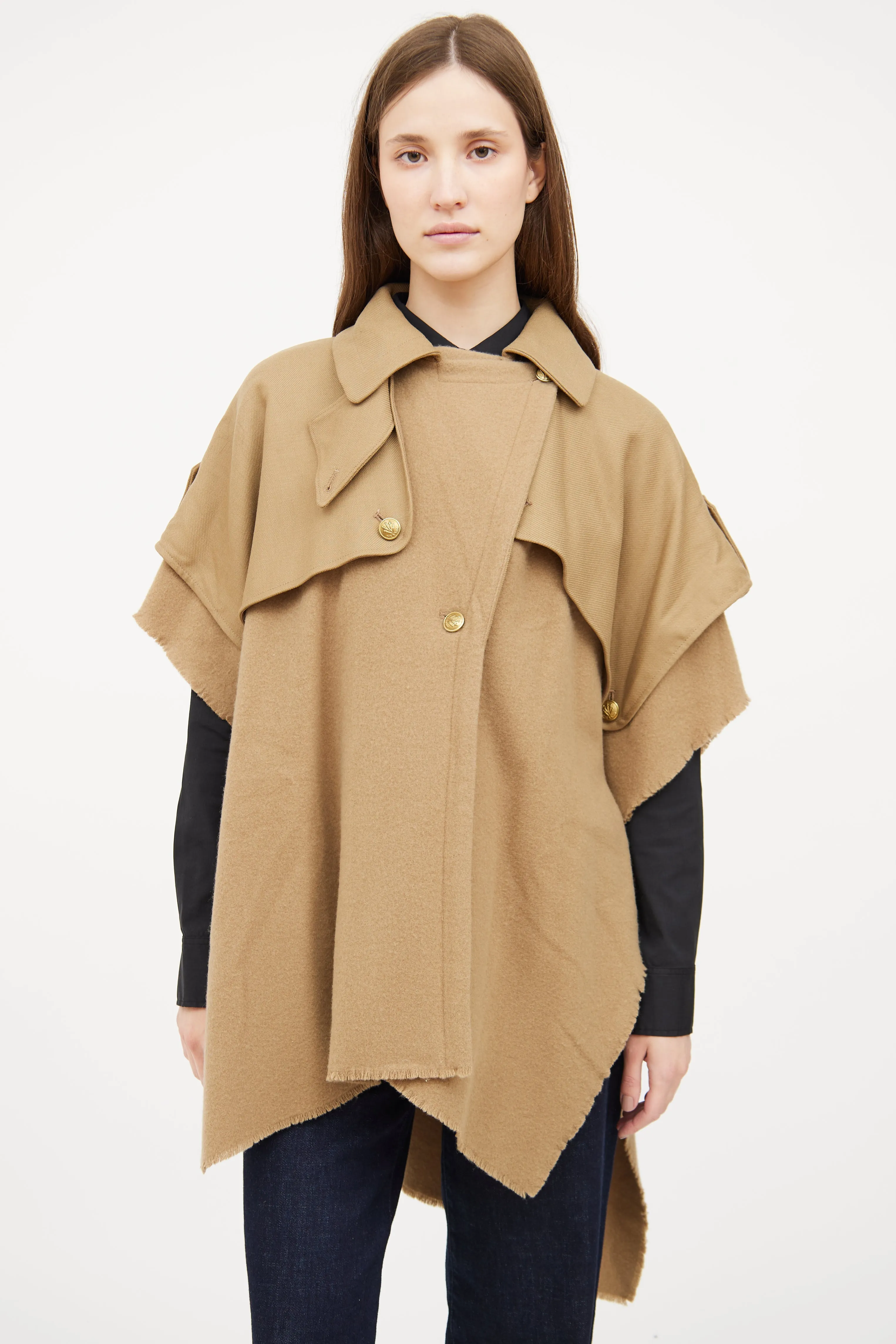 Beige Wool Trench Poncho