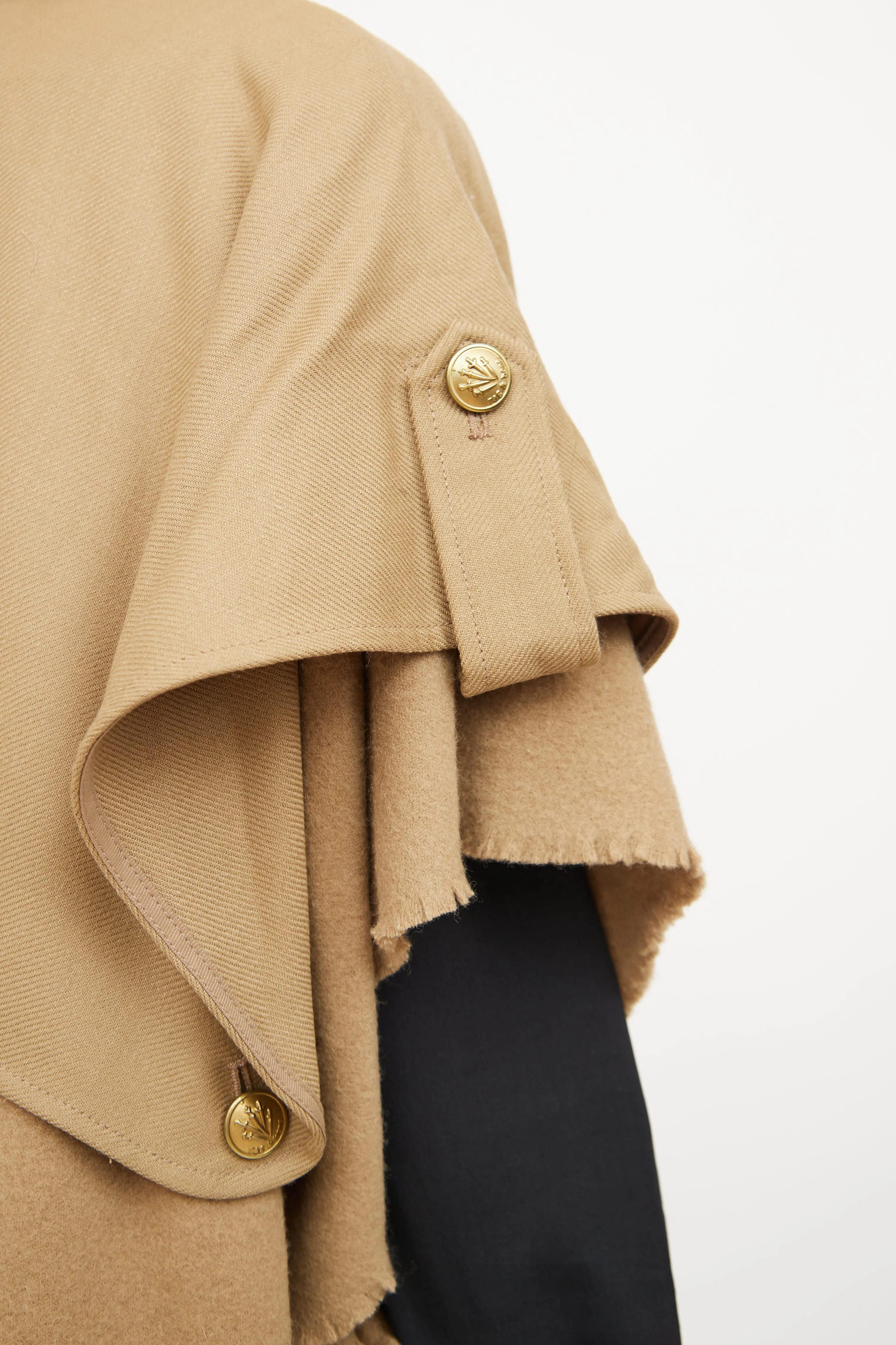 Beige Wool Trench Poncho