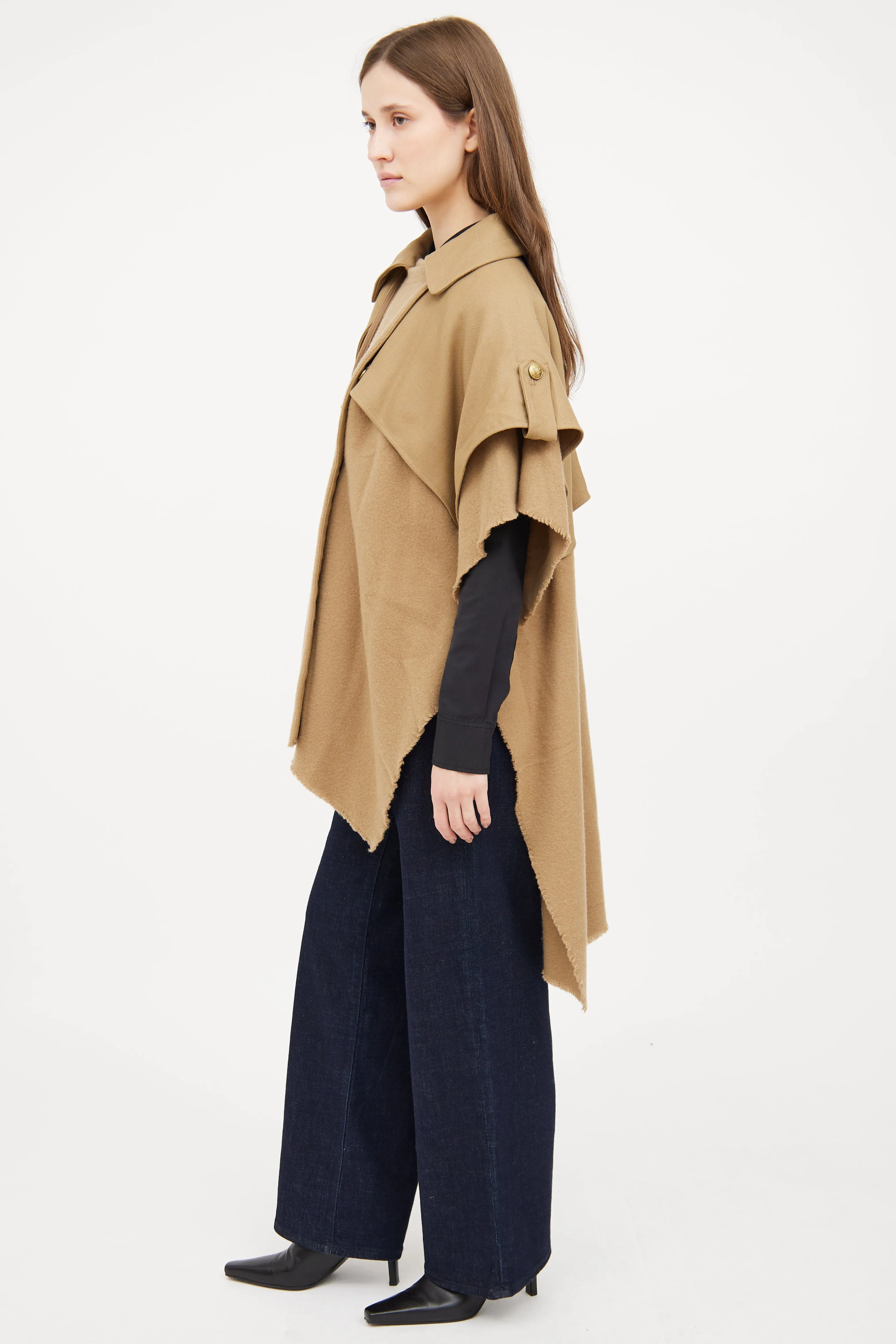 Beige Wool Trench Poncho