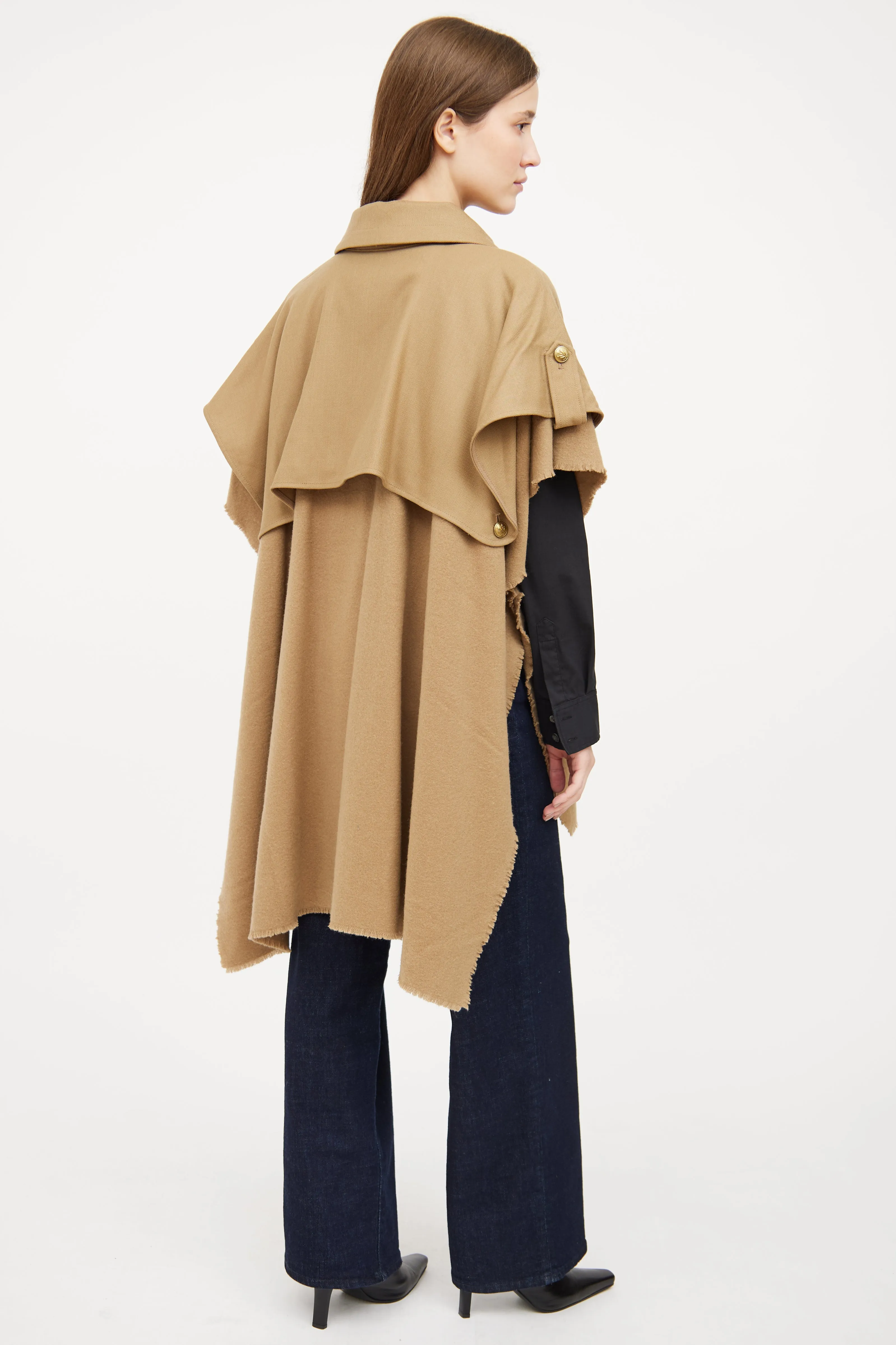 Beige Wool Trench Poncho