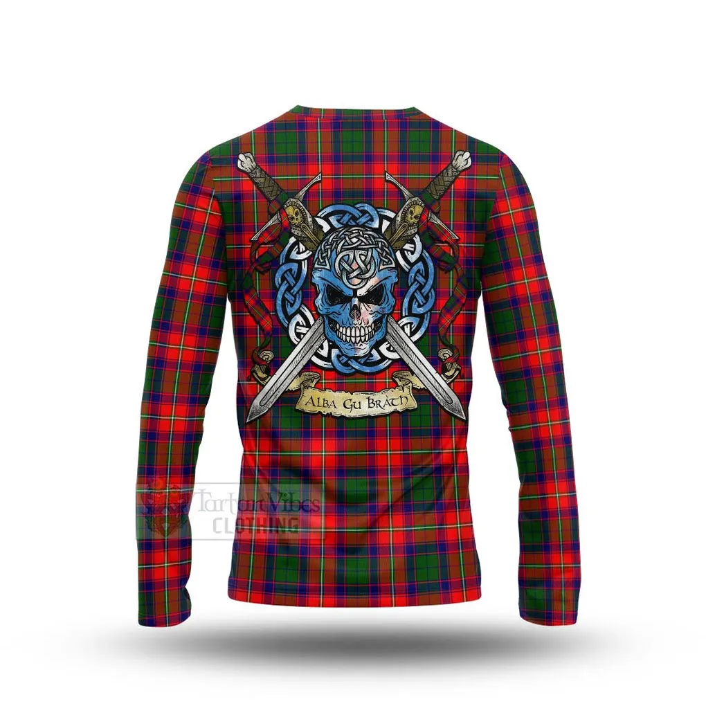 Belshes (Belsches) Tartan Long Sleeve T-Shirt with Family Crest Celtic Skull Style