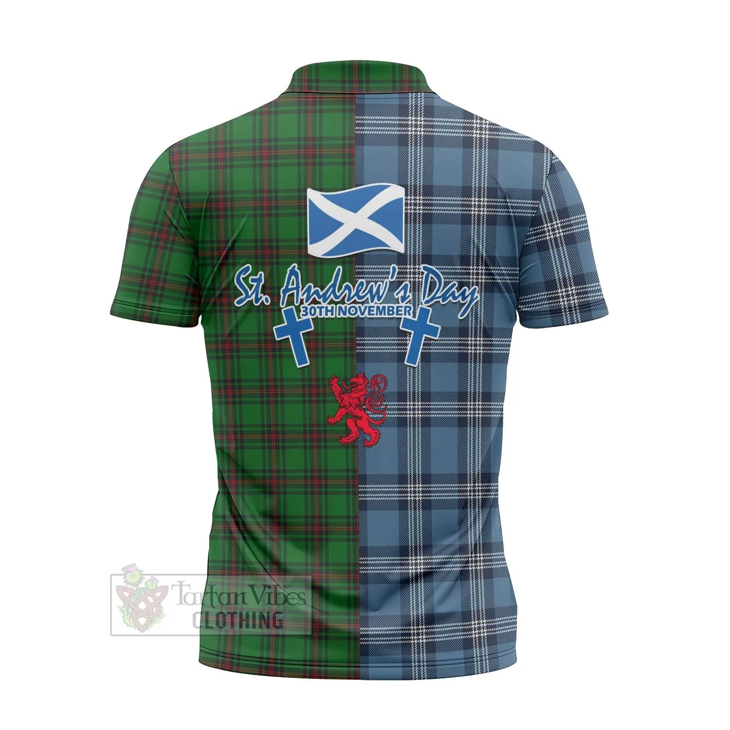 Beveridge Tartan Zipper Polo Shirt Happy St. Andrew's Day Half Tartan Style