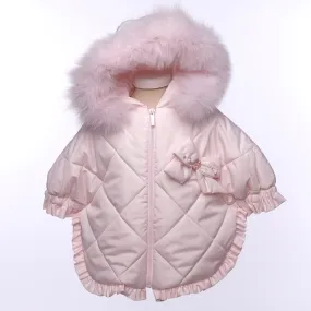 Bimbalo - Fur Hooded Poncho - Pink