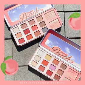 Biya Biya 12 color sweet peach eyeshadow waterproof long-lasting highlight shading powder blush makeup