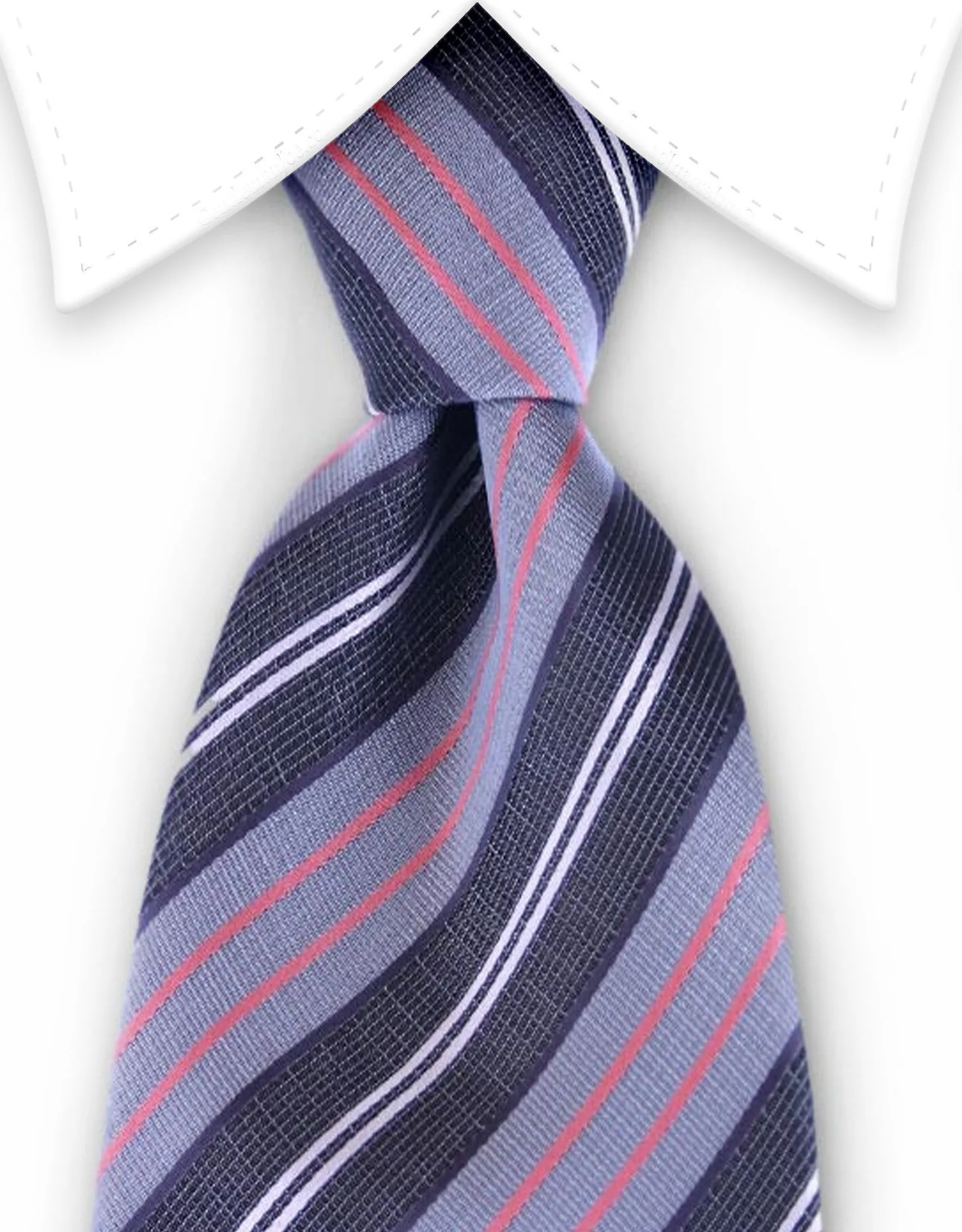 Black, Grey, Pink Striped 4" Wide Necktie