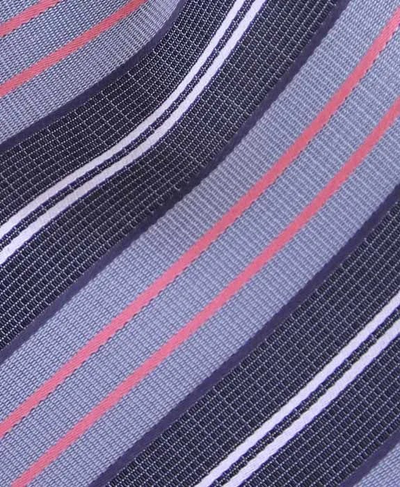 Black, Grey, Pink Striped 4" Wide Necktie