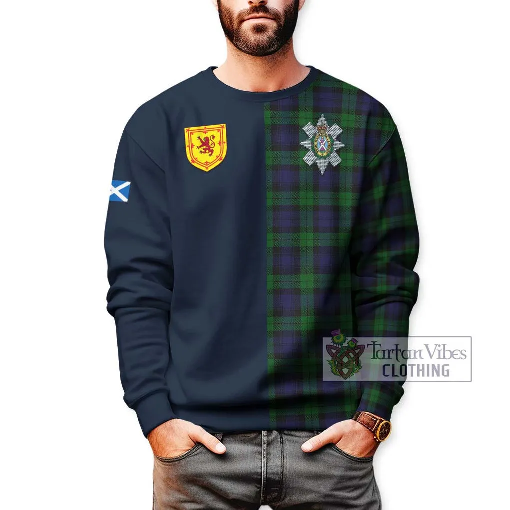 Black Watch Tartan Sweatshirt Alba with Scottish Lion Royal Arm Half Style