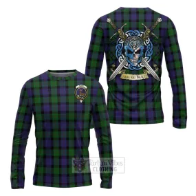 Blair Tartan Long Sleeve T-Shirt with Family Crest Celtic Skull Style