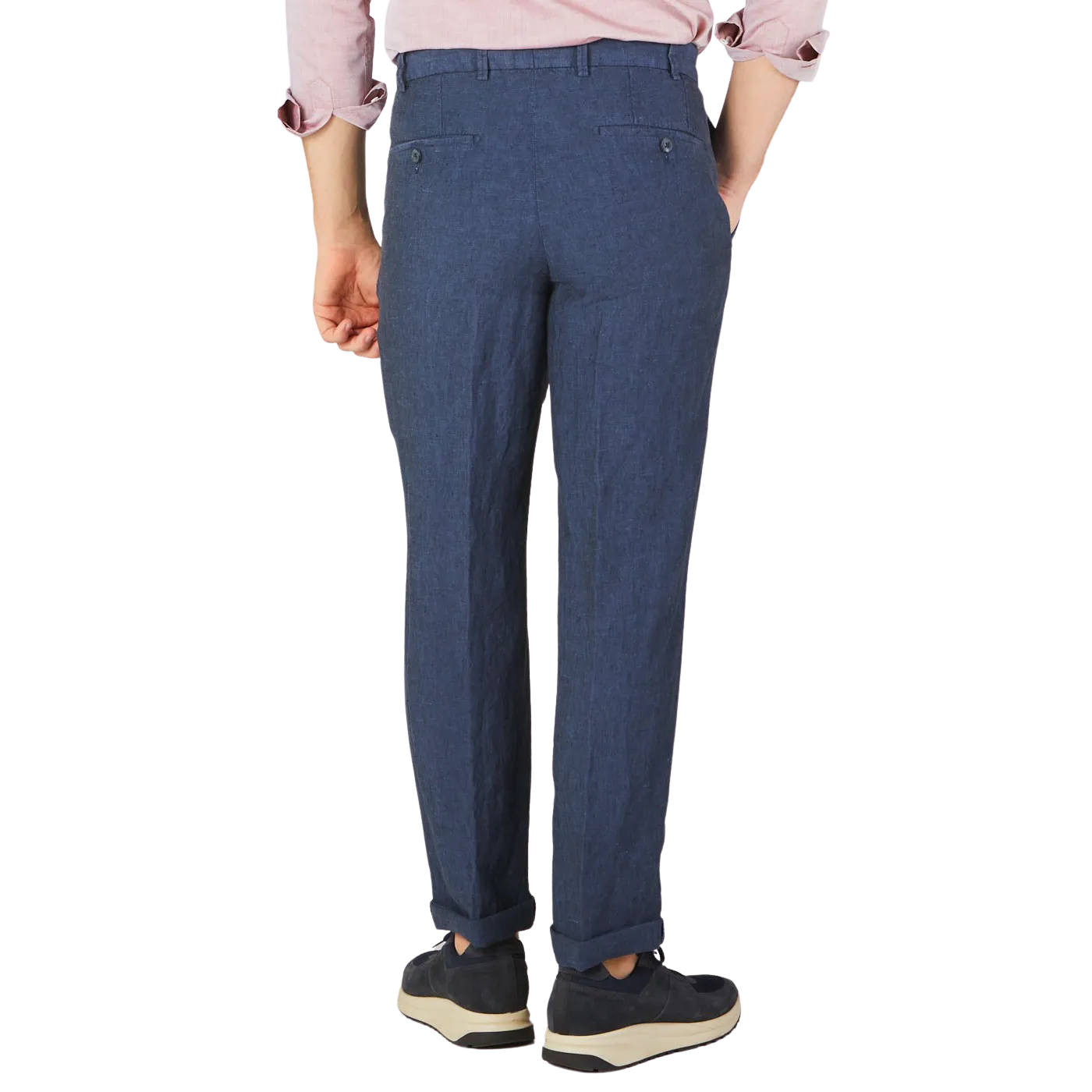 Blue Washed Linen Regular Fit Chinos